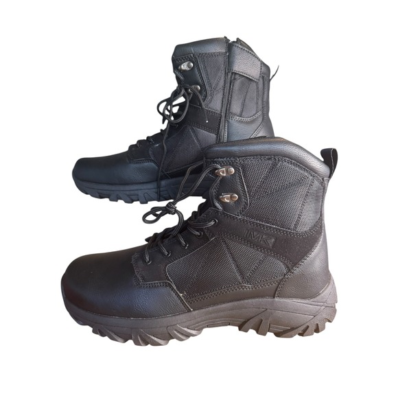 Men\'s Black Sport Combat‎ Boots Lace Up Side Zip Size 46 main image 5